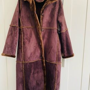 St. John's Bay Purple Teddy Jacket with Brown Accents